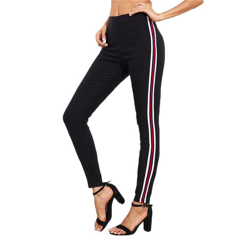Side Striped Skinny Pants