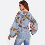 Blue Stripped Floral Top