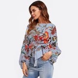 Blue Stripped Floral Top
