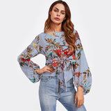 Blue Stripped Floral Top