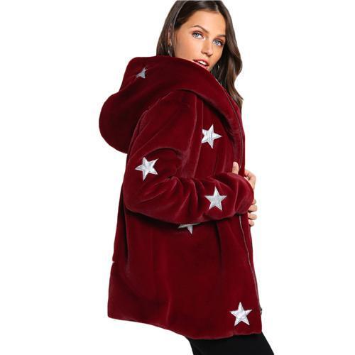 "Star" Fur Hoodie Coat