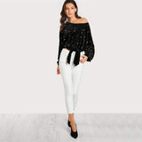 Pearl Asymmetric Shoulder Velvet Sweatshirt